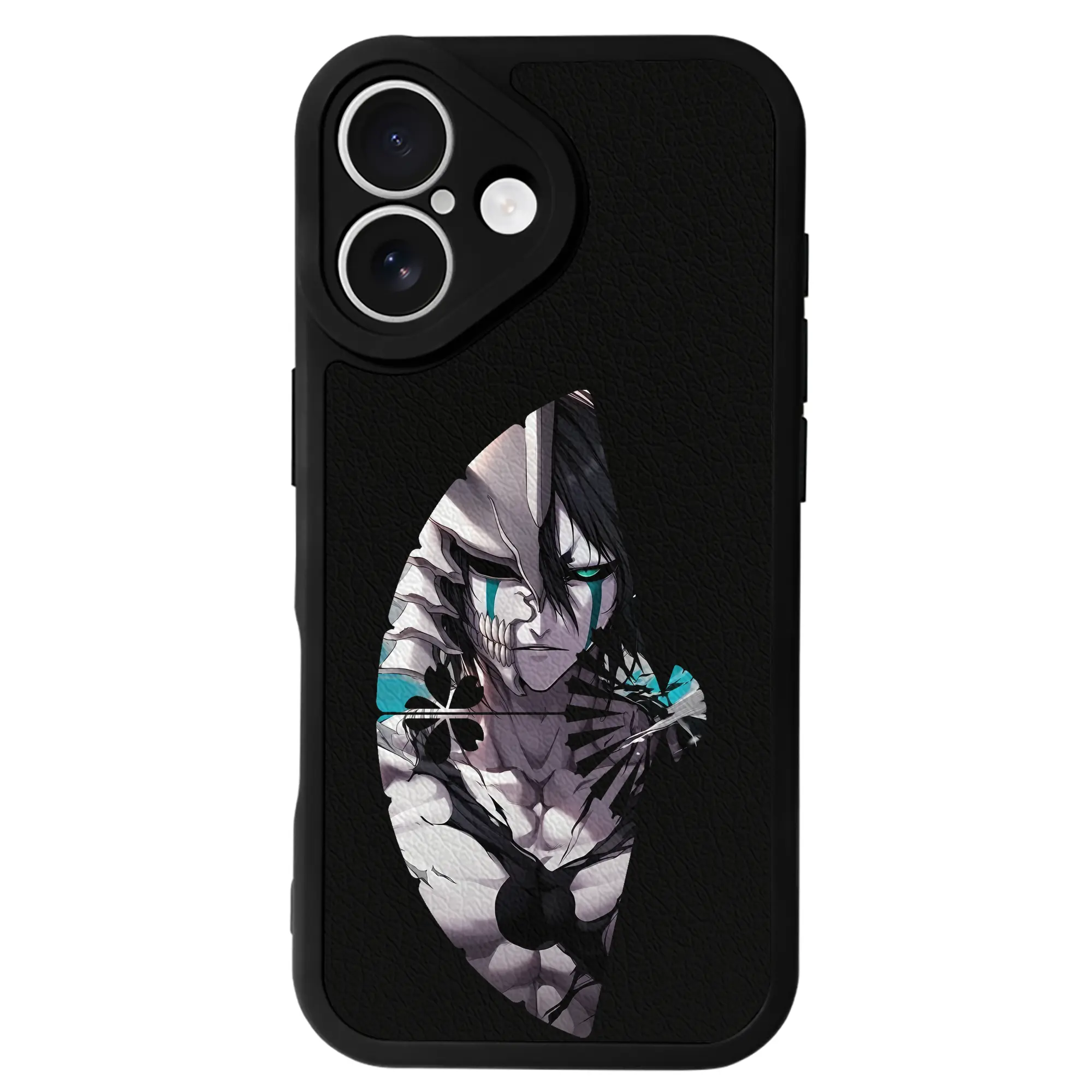 ブリーチ グッズ ウルキオラ・シファー - IPhone 16シリーズ対応 ・ シリコンスマホケース ・ レザー調 ・ 高精度フィット ・ 耐衝撃 ・ ワイヤレス充電対応 ・ 精密カット